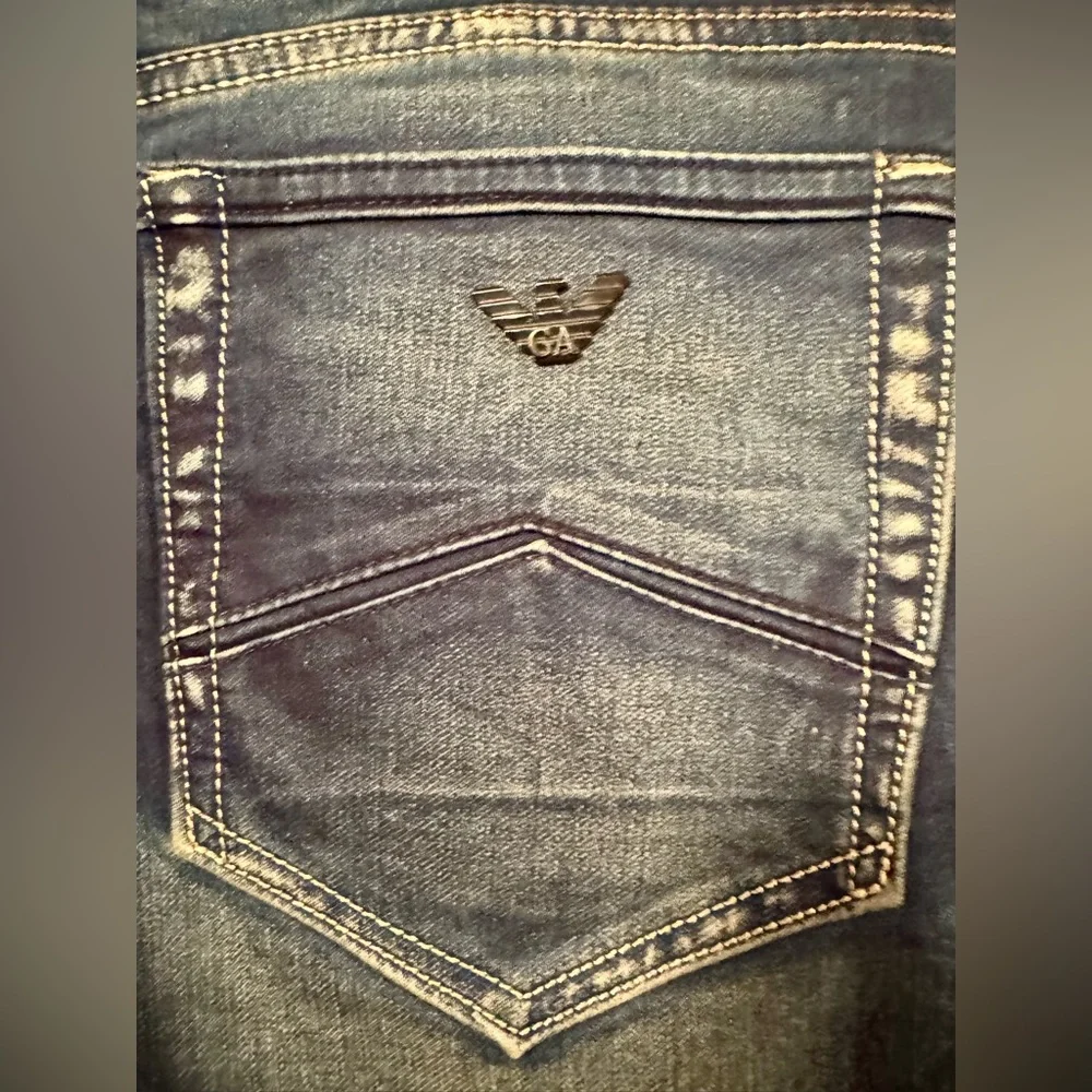 Armani Jeans Slim Straight in Navy and Light Beige - Picture 10 of 16